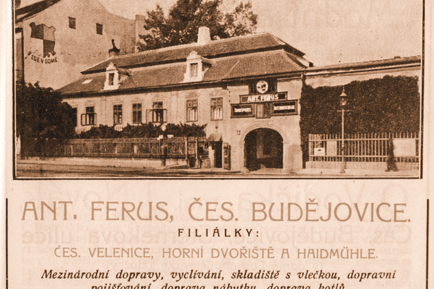 Bývalé povoznictví U Ferusů, 20. léta 19. století. Dnes sídlo NPÚ, ÚOP v Českých Budějovicích, Senovážné nám. 6