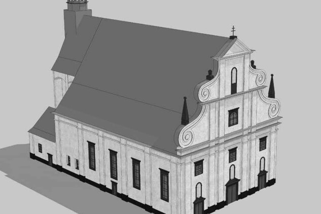 Katedrála sv. Mikuláše v Českých Budějovicích, 3D model - studio QUINN.cz. Nepodléhá Creative Commons.