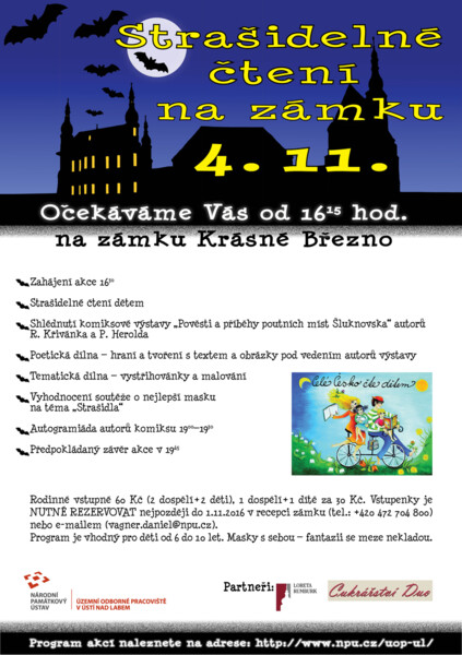 Strašidelné čtení na zámku Krásné Březno 4.11.2016 - tisk A3